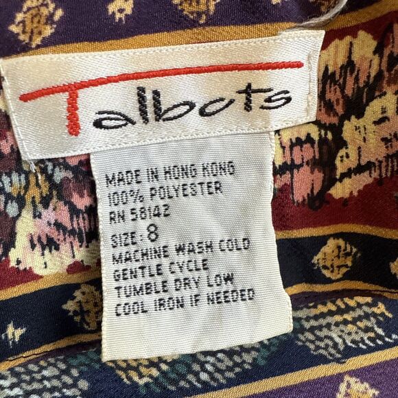 VTG Talbots Womens Size 8 Floral Fair Isle Hidden Button-Up Multicolor Blouse - Picture 2 of 6